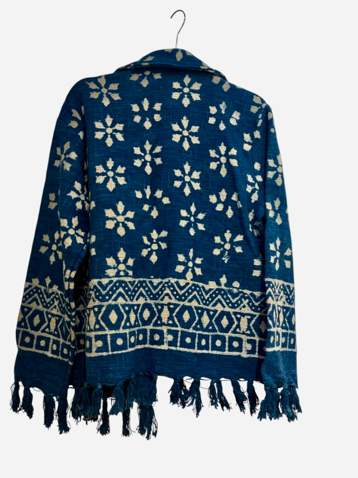 Indigo Hand Block Printed Cotton Jacket Floral