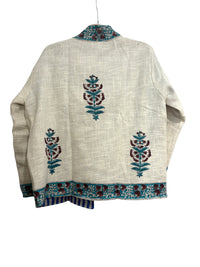 Indigo Hand Block Printed Cotton Jacket Floral