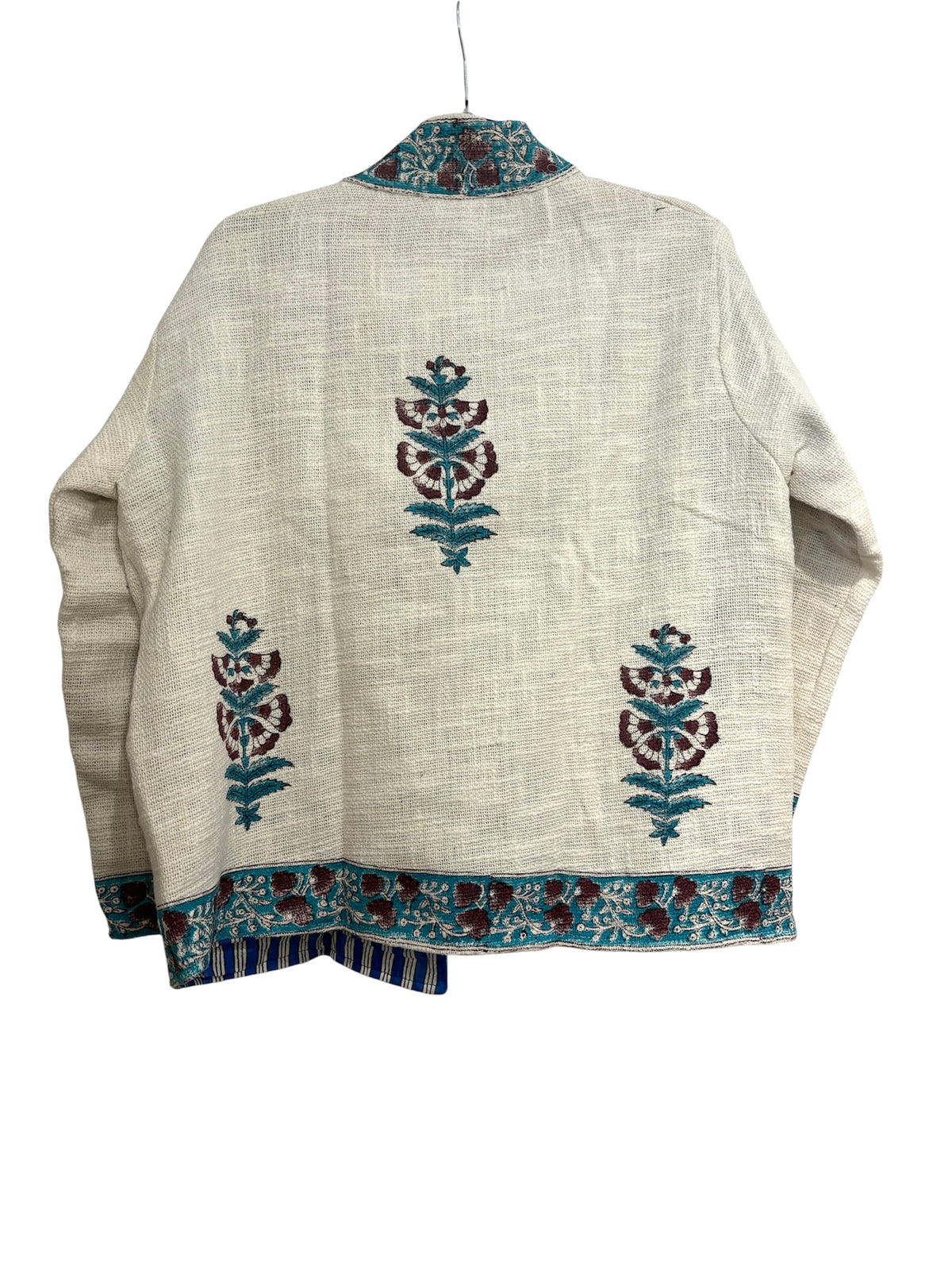 Indigo Hand Block Printed Cotton Jacket Floral