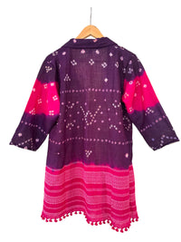 Indigo Hand Block Printed Cotton Jacket Floral