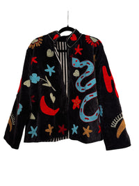 Les Sûtras Suzani Embroidered - Cotton Jacket - Blue