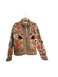 Les Sûtras Cotton Suzani Embroidered  Jacket - Mint Green