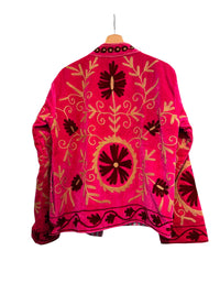 Les Sûtras Velvet Suzani Embroidered Jacket -Pink
