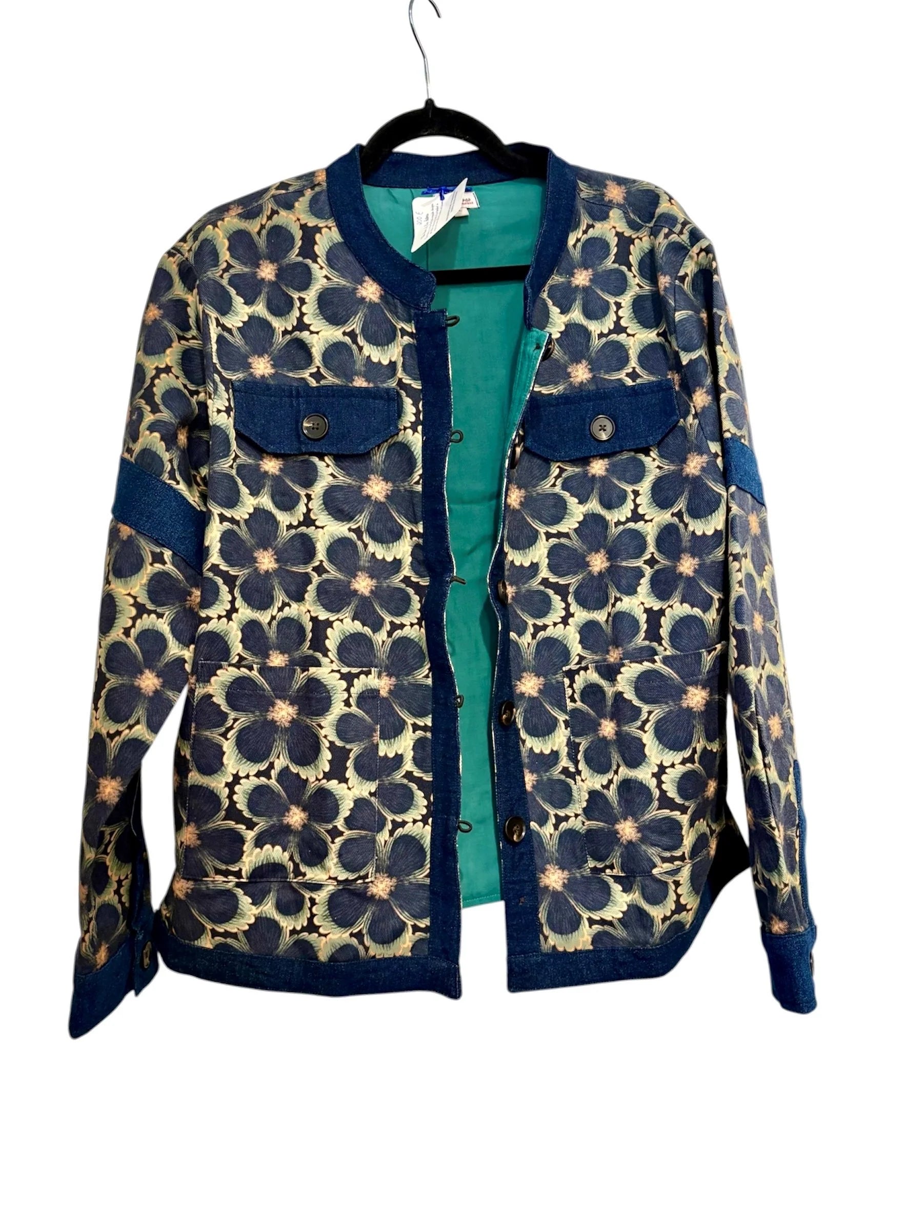 Denim Floral Printed Jacket for Men