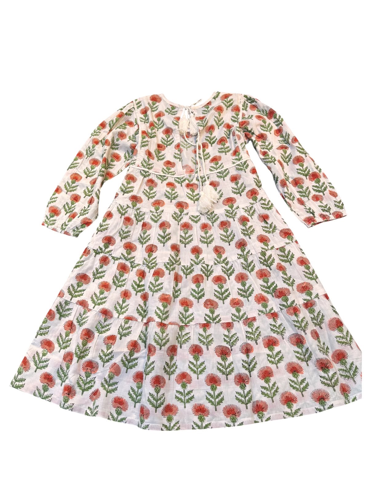 Kids Collection - White Floral Dress - Cotton