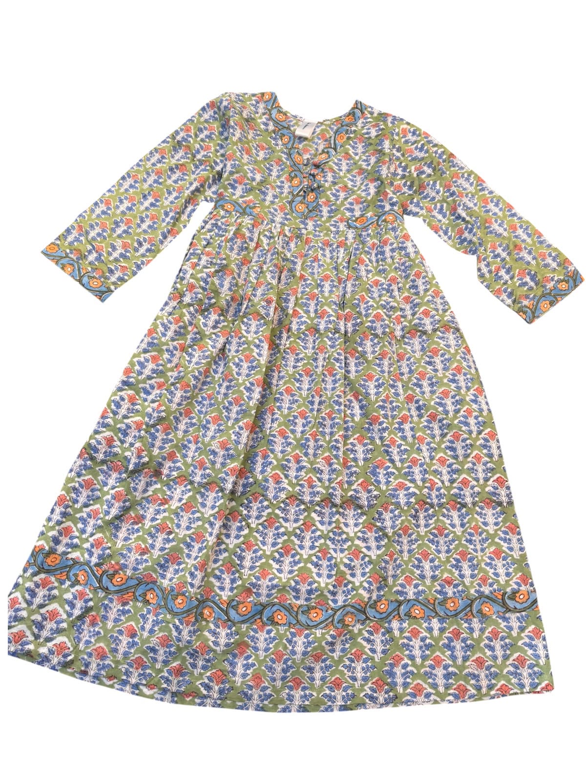 Kids Collection - Green Floral Dress - Cotton