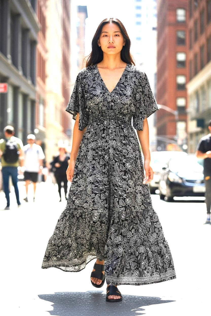 Muticolor Silk Viscose Dress Blue Grey