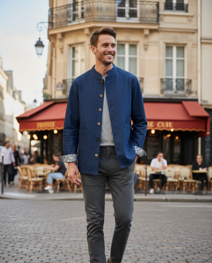 Denim & Cotton Reversible Jacket for Men