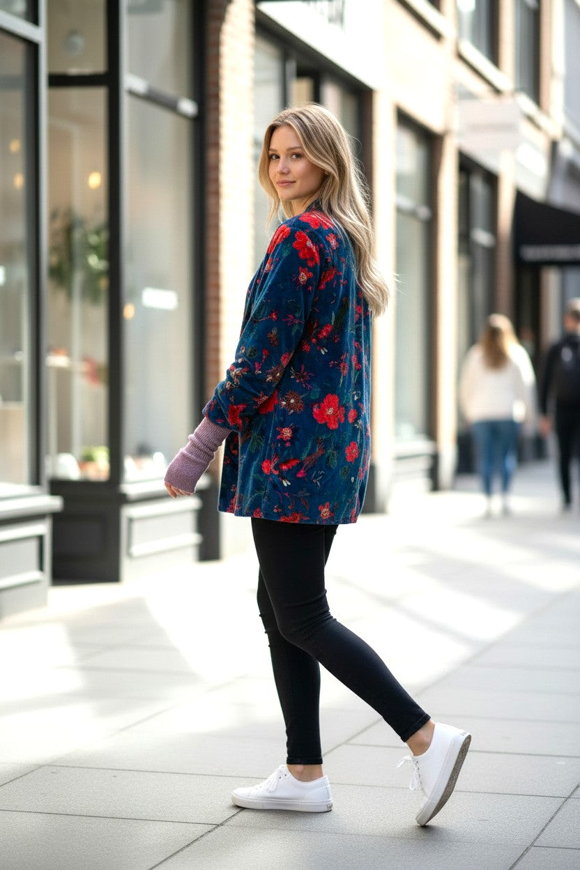 Velvet PrintedJacket Blue