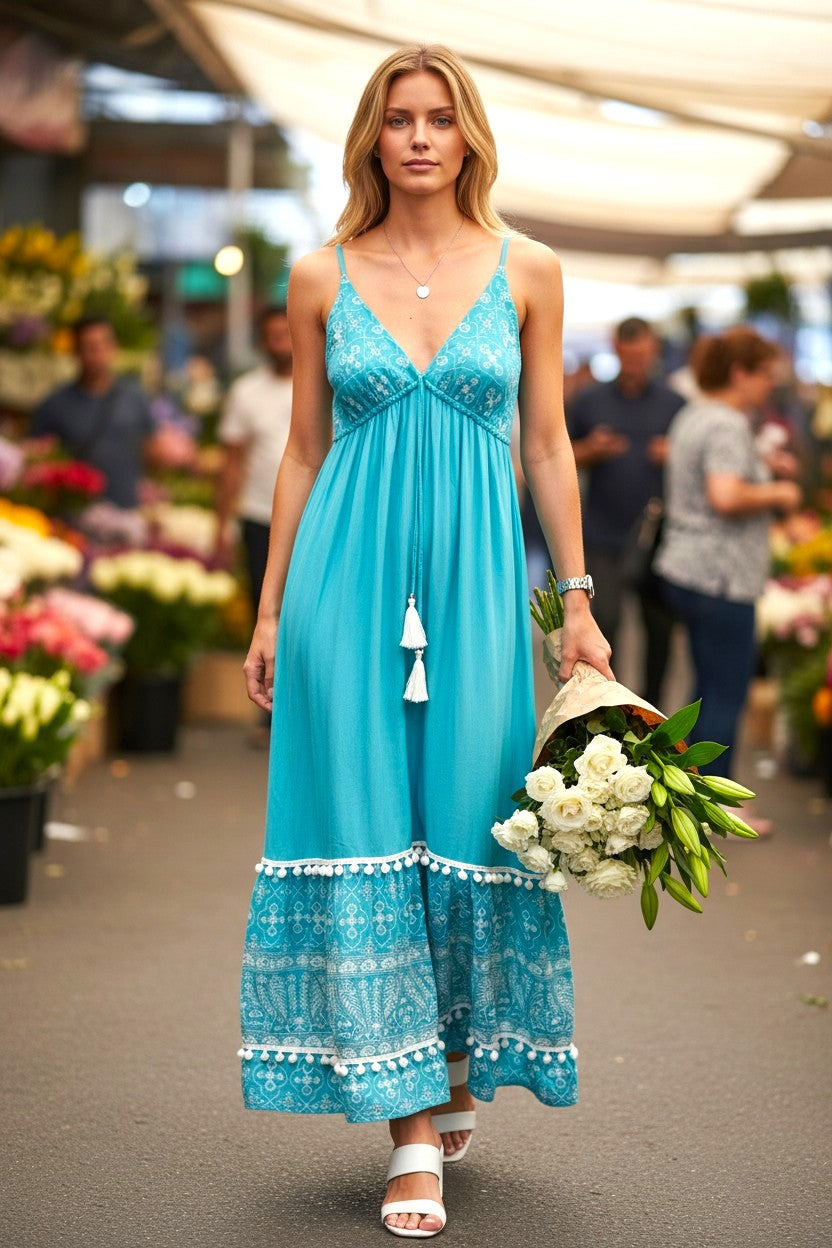 Robe multicolore en soie et viscose