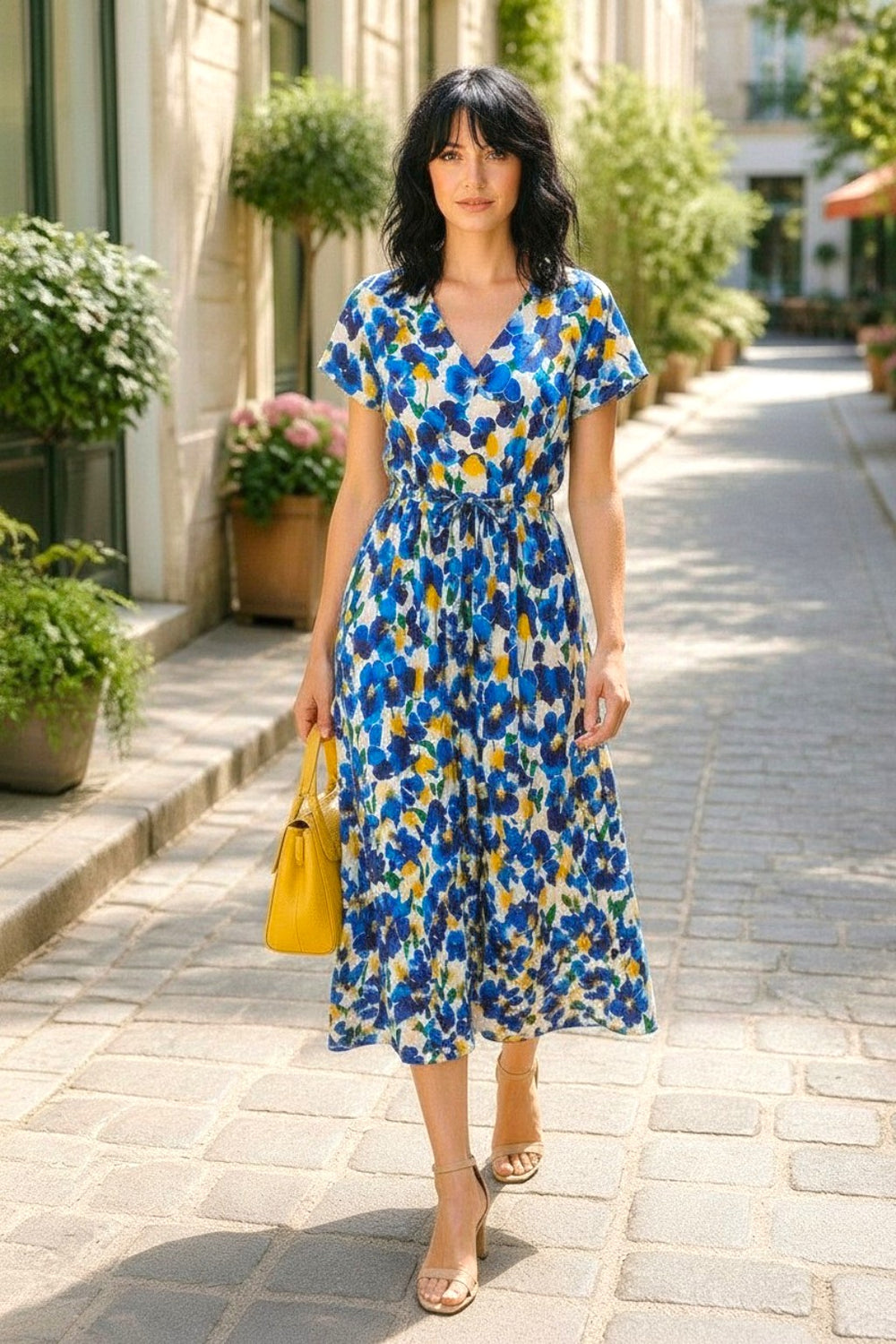 Robe multicolore en soie et viscose