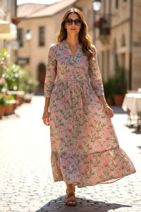 Mehrfarbiges Seidenviskosekleid