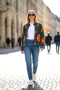 Velvet Suzani Jacket - Blue And Orange