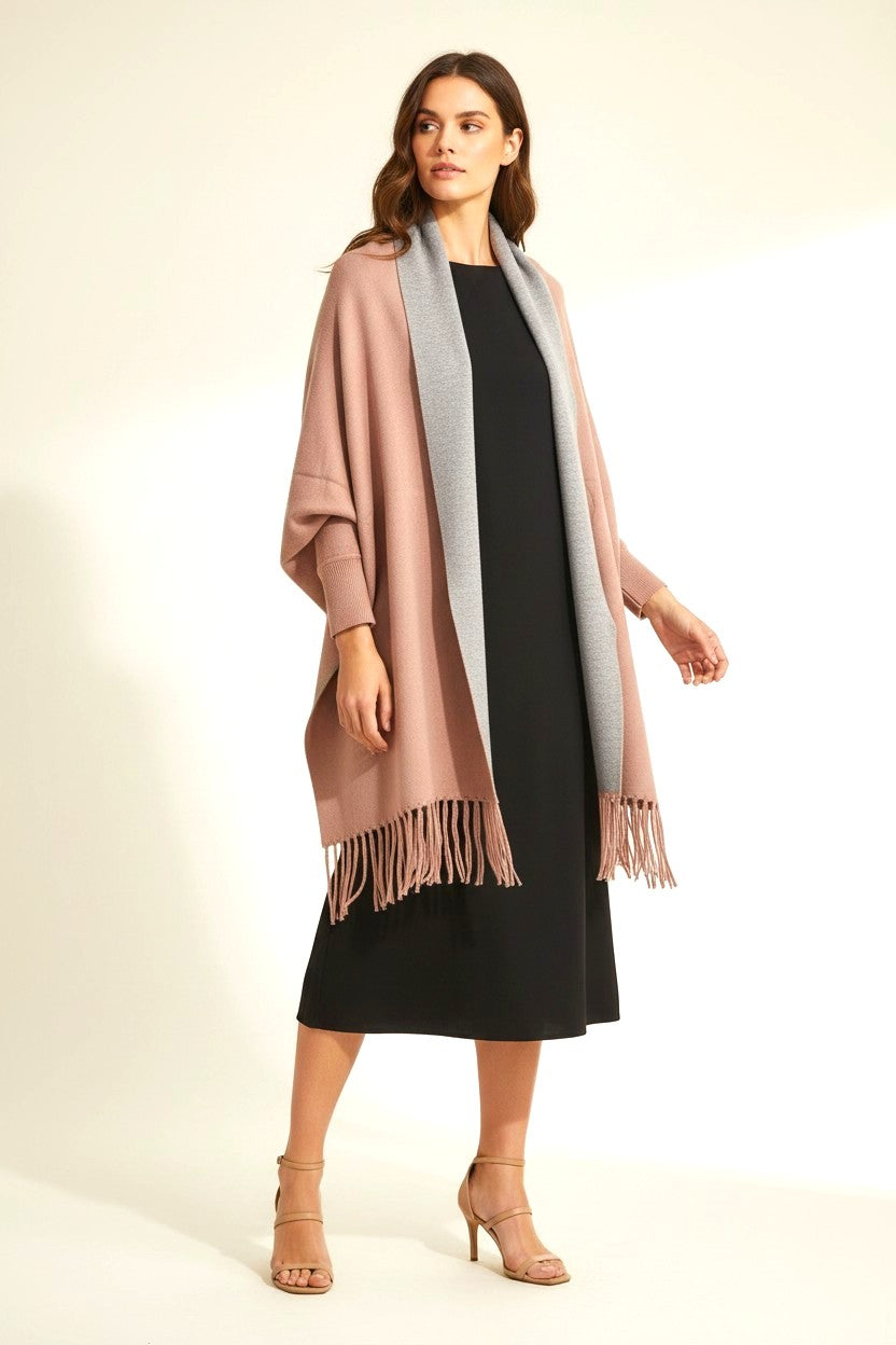Reversible cape scarf with sleeves