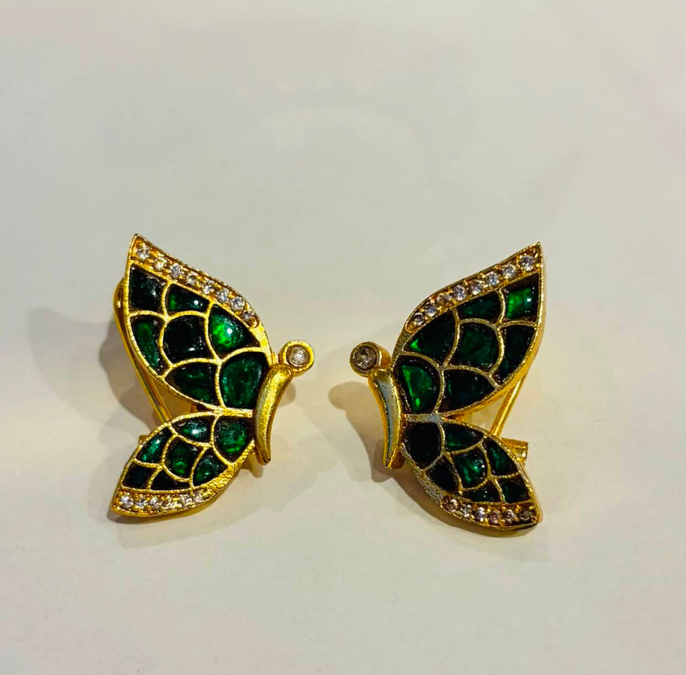 Emerald Butterfly Stud Earrings