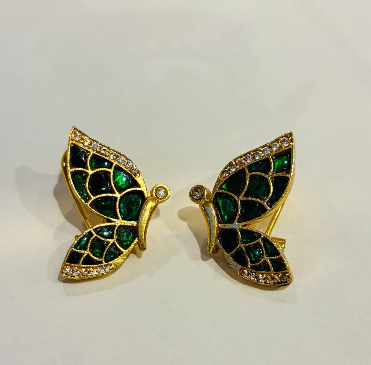 Emerald Butterfly Stud Earrings