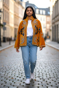 veste en velours brodée