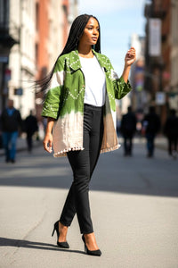 Indigo Hand Block Printed Cotton Jacket Floral