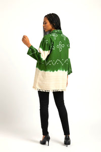Indigo Hand Block Printed Cotton Jacket Floral