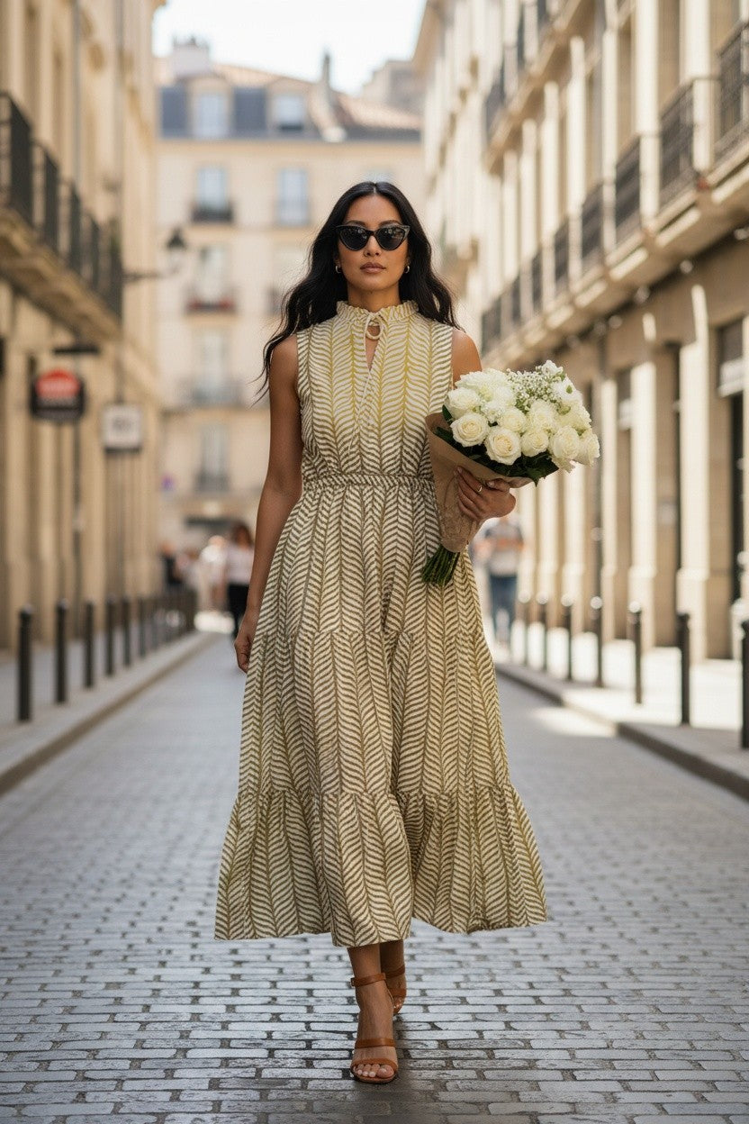 Robe multicolore en soie et viscose