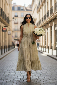 Robe multicolore en soie et viscose
