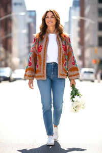 Velvet Suzani Jacket - Beige