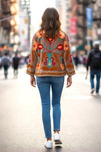 Velvet Suzani Jacket - Beige