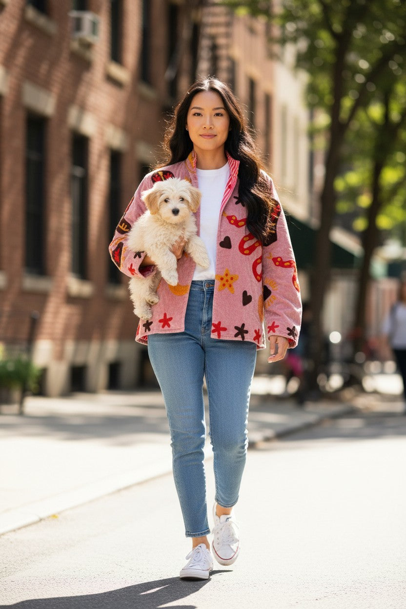 Samtjacke mit Stickerei