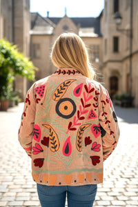 Velvet Suzani Embroidered Jacket Beige