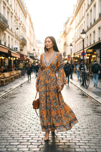 Multicolour Silk Maxi Dress