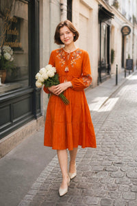 Robe multicolore en soie et viscose