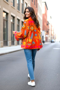 Velvet Suzani Jacket - Orange