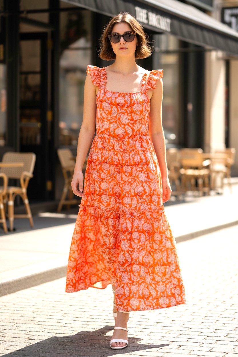 Robe multicolore en soie et viscose