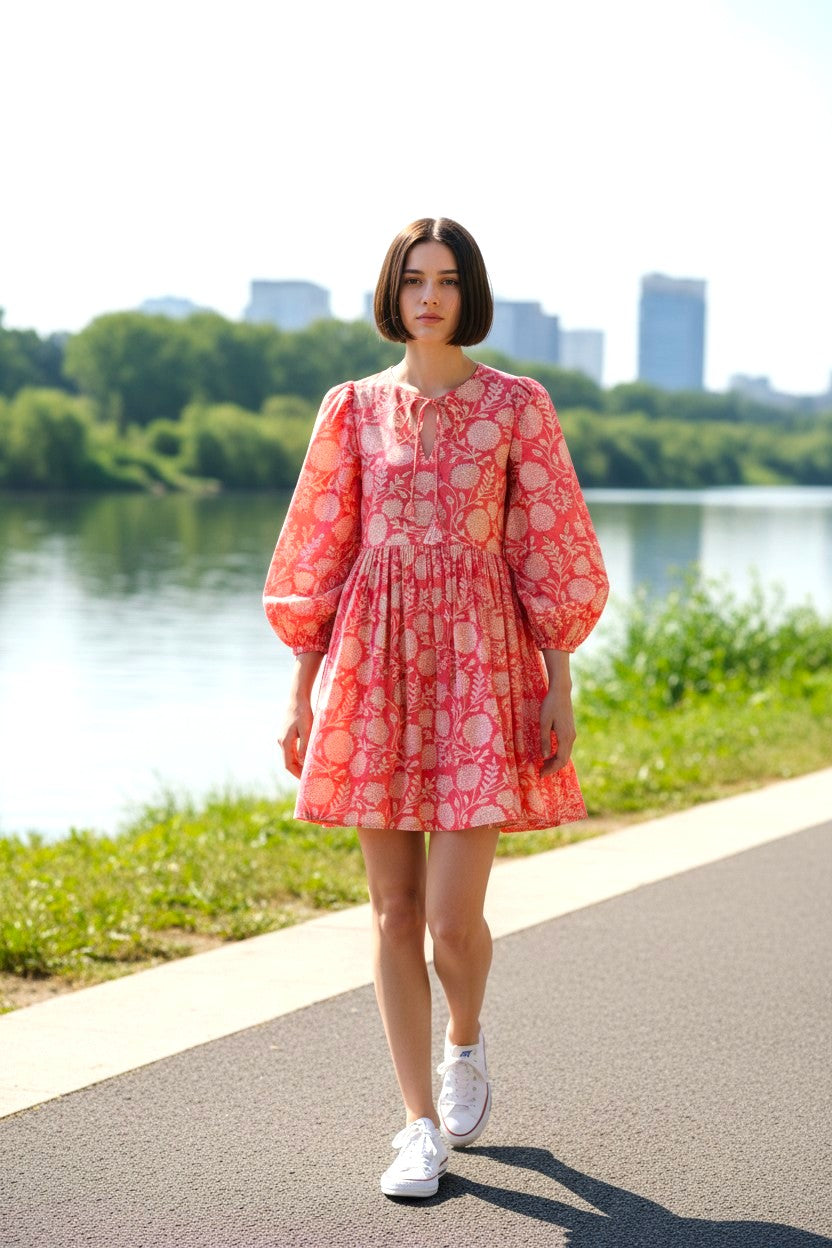 Robe multicolore en soie et viscose