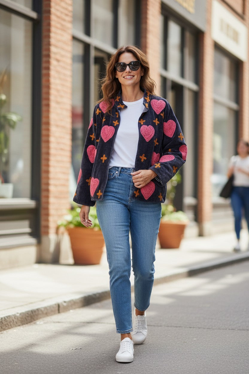 veste en velours brodée
