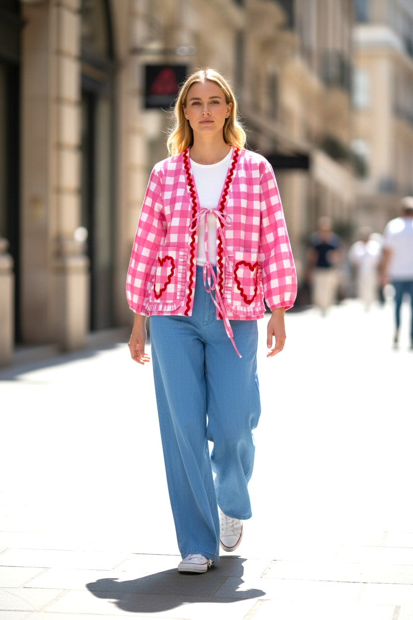 Pink Gingham Cotton Jacket
