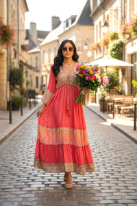 Mehrfarbiges Seidenviskosekleid