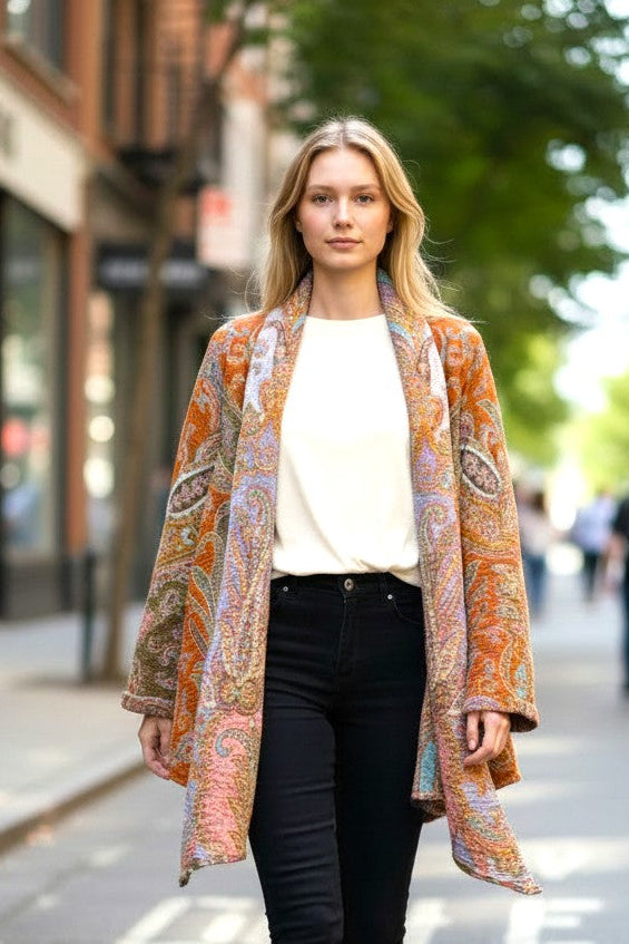 Wool Jacket Overlay orange colour