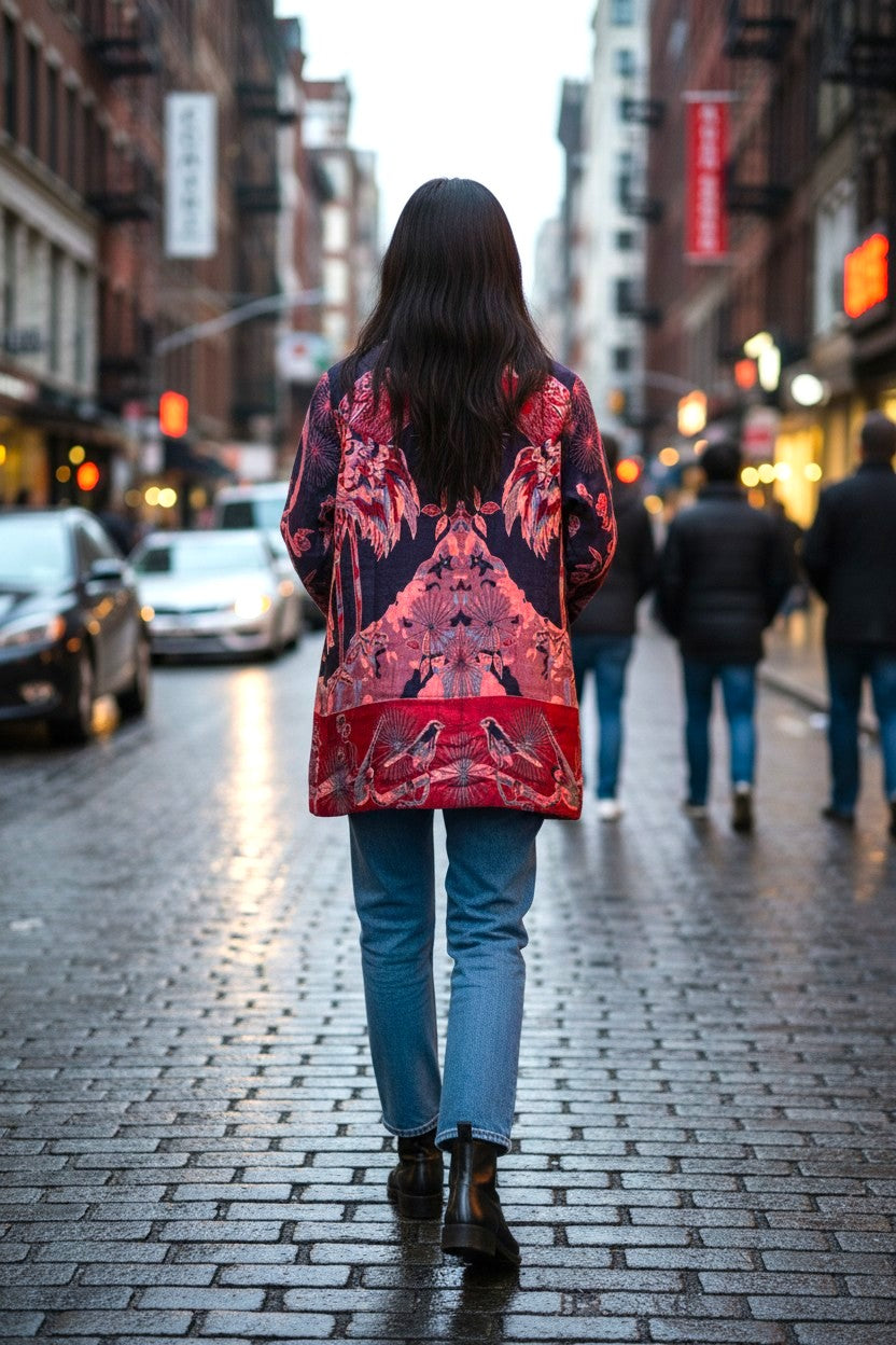 Samtjacke mit Stickerei