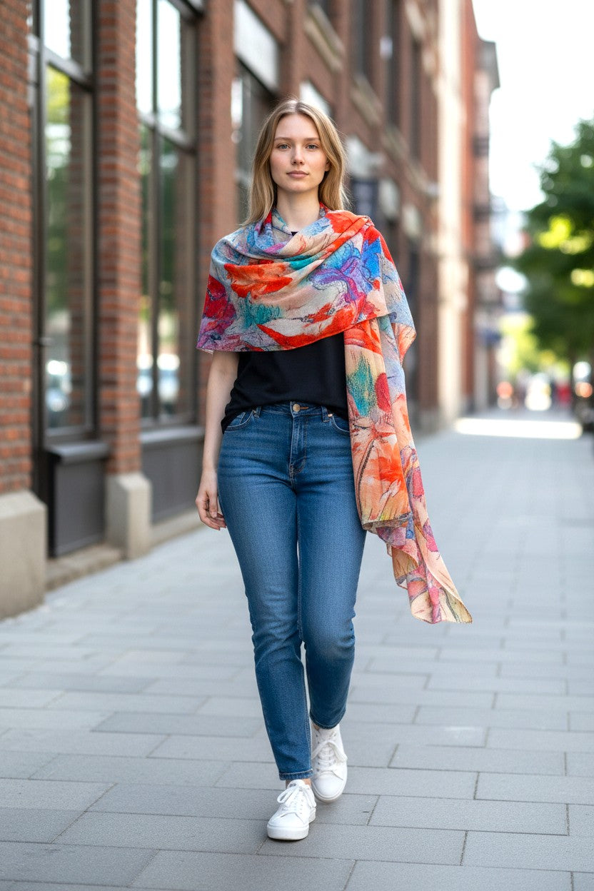 Wool Silk Mutlicolor Scarf