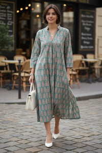 Robe multicolore en soie et viscose