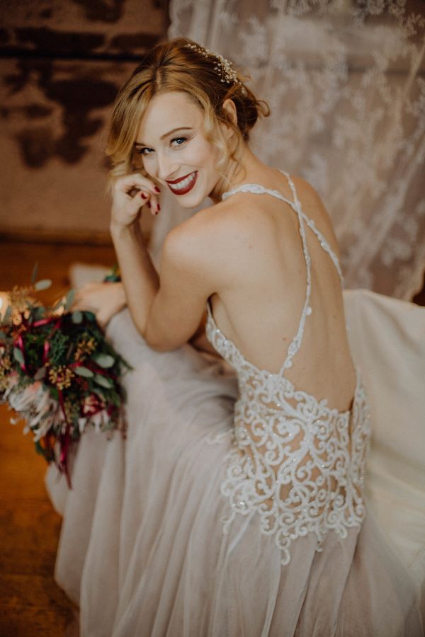 Tulle Dress with Hand embroidered crystals