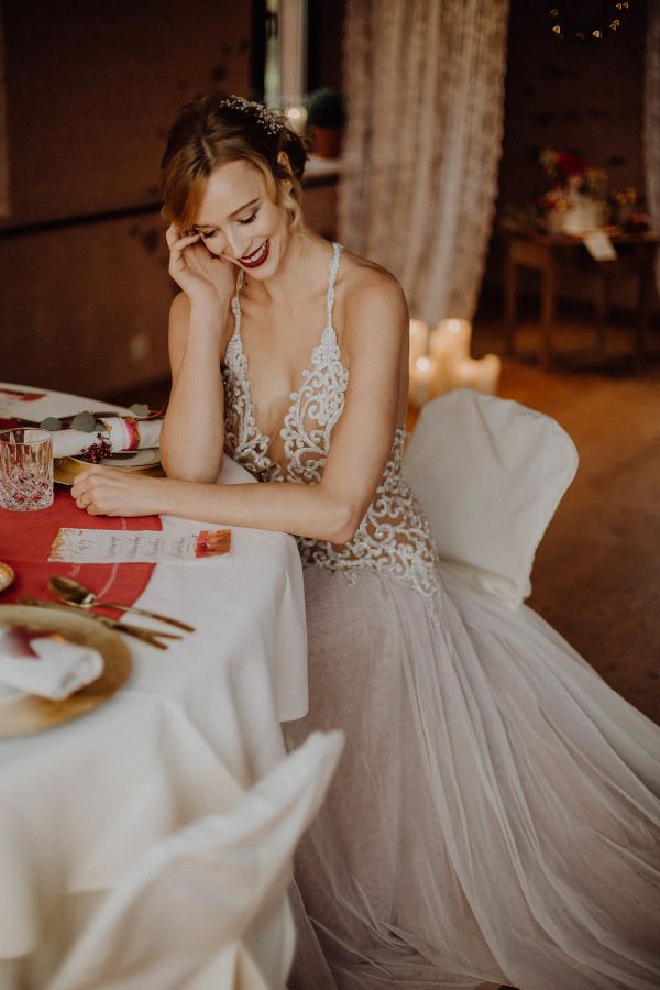 Tulle Dress with Hand embroidered crystals