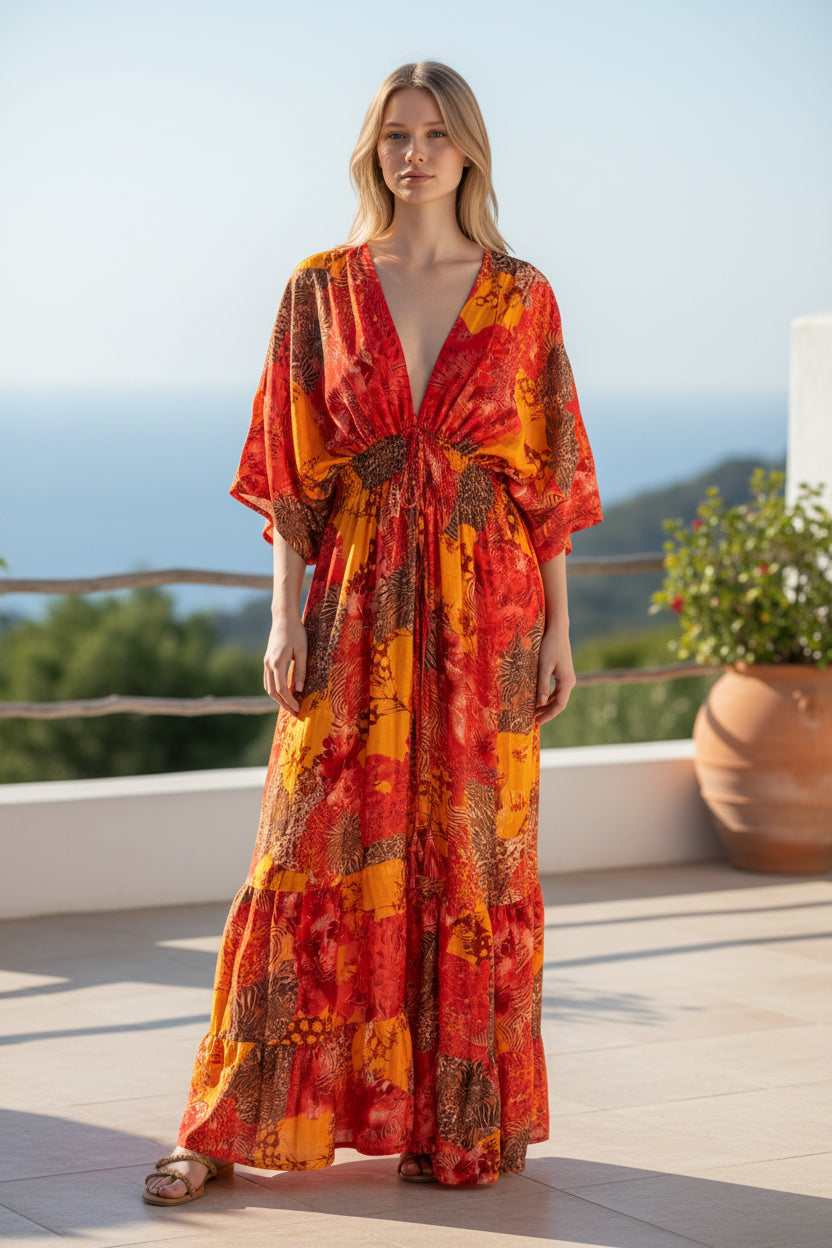 Muticolor Silk Viscose Dress