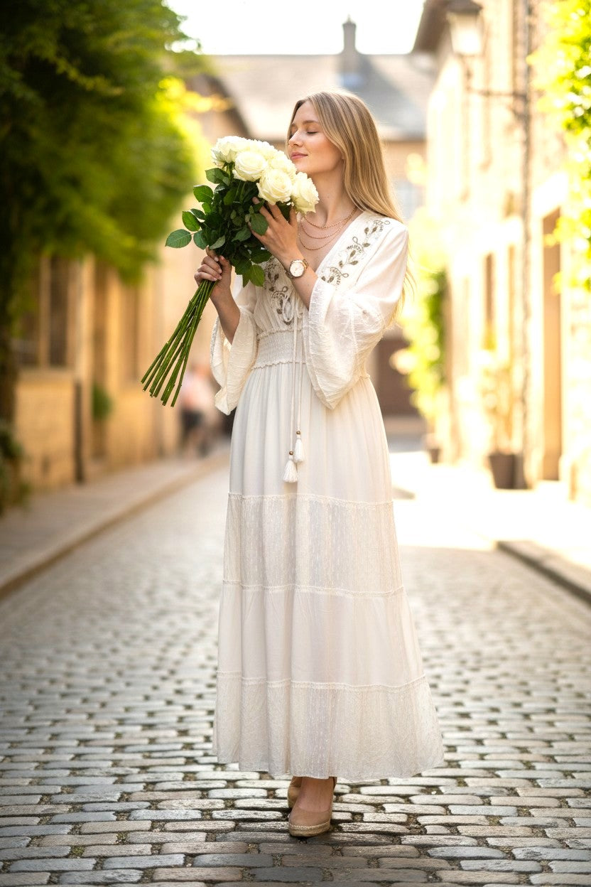 Mehrfarbiges Seidenviskosekleid
