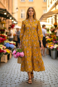 Robe multicolore en soie et viscose
