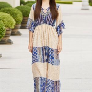Blue and Cream Long Dress