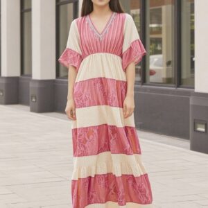 Les Sutras Pink and white Long length dress