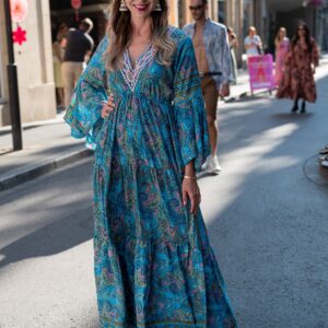 Printed Blue Long Dress