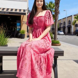Printed Pink Long Dress